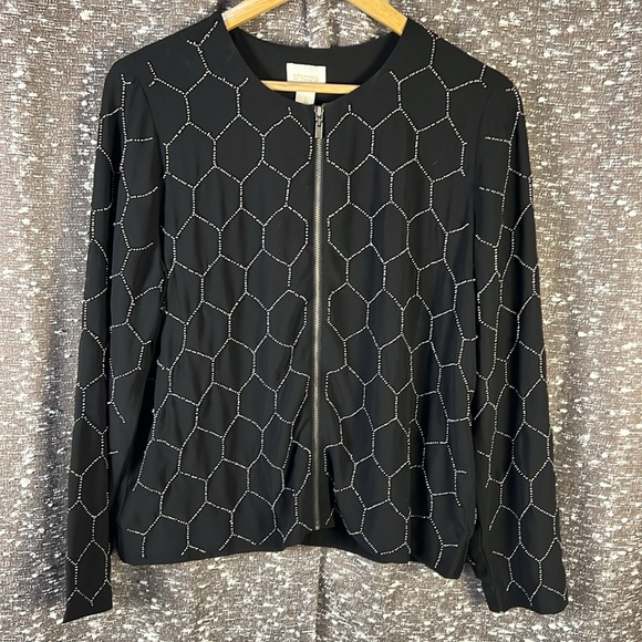Chico's Jackets & Blazers - Chico’s hexagon bead light sheer zip up jacket